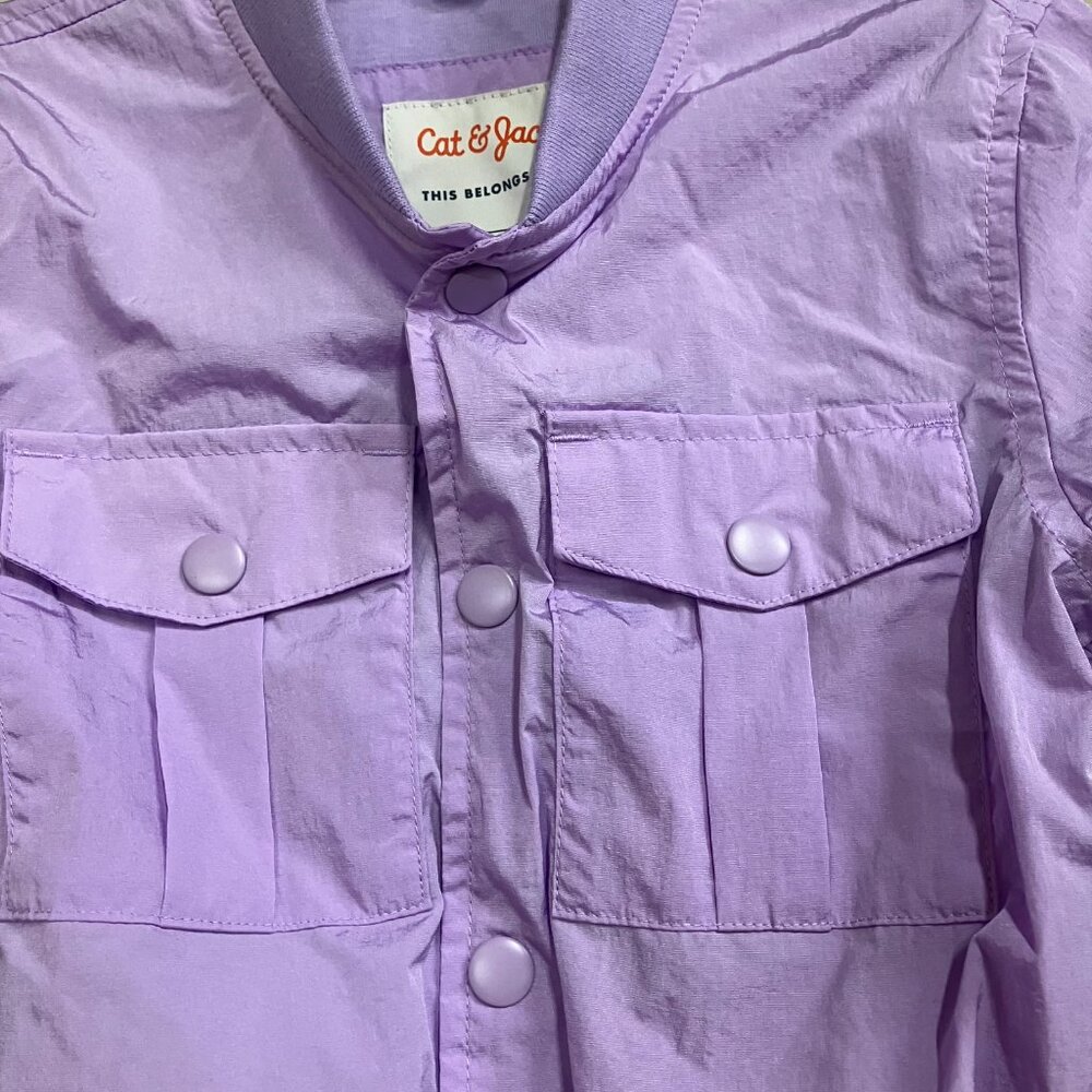 Cat & Jack Baby Toddler 5T Lavender Aviator Jacket Snap Front Long Sleeve Pocket - Picture 2 of 11